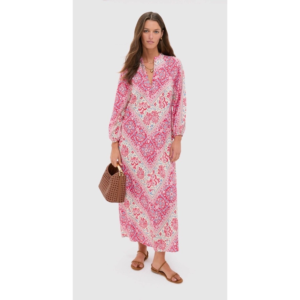 Tuckernuck Cerise Chevron Maryse Caftan Pink Paisley Maxi Dress 3X NWT